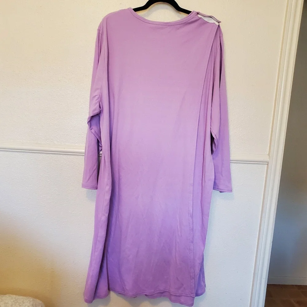 Silverts Adaptive Open Back Nightgown Lavender Floral Embroidery 3XL SV26020